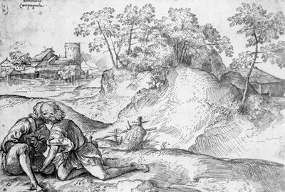 Youths in a Landscape by Domenico Campagnola